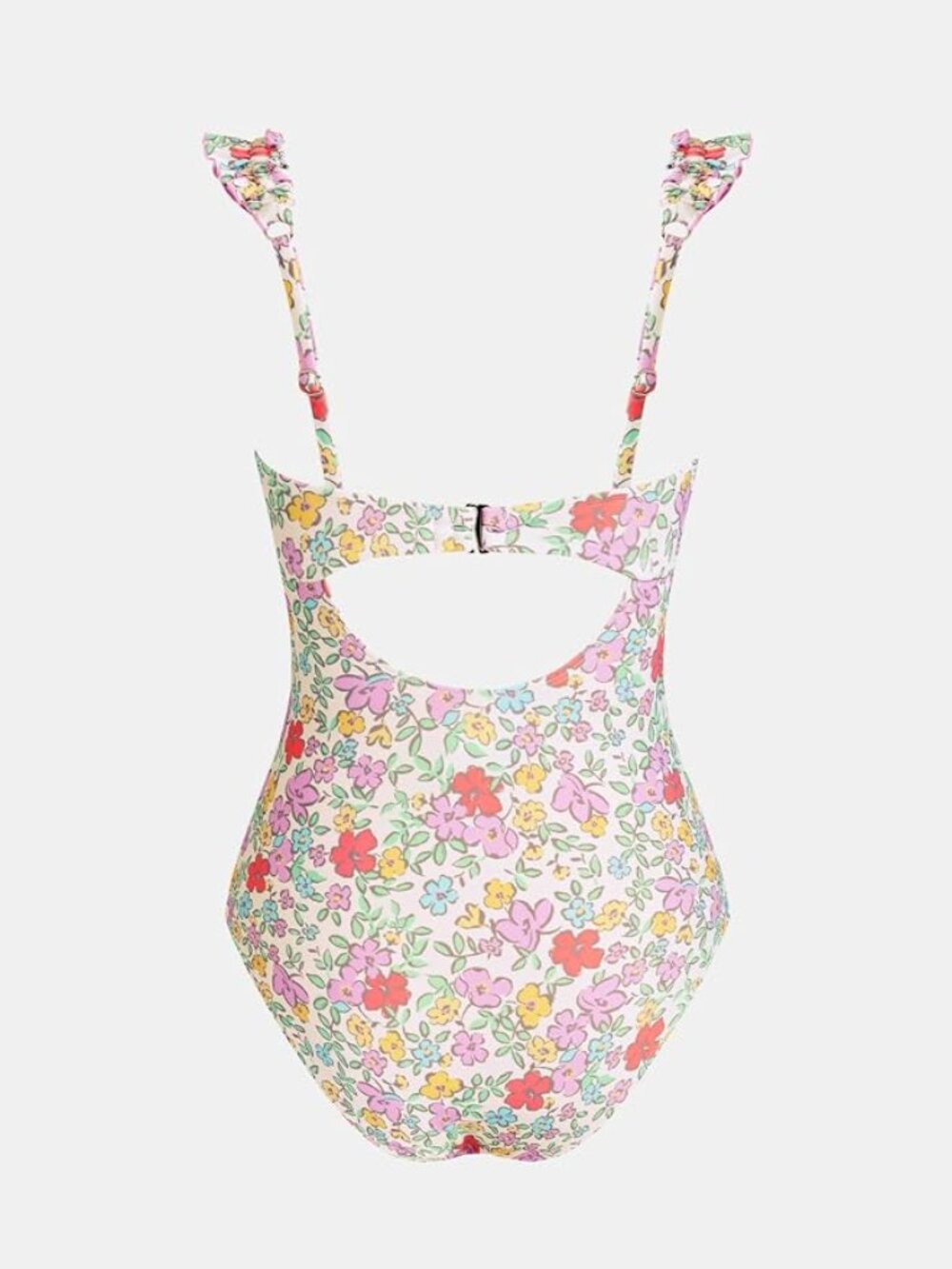 NWT CUPSHE Floral Women's One Piece Swimsuit Bandeau Ruffle Straps XL - Picture 3 of 9